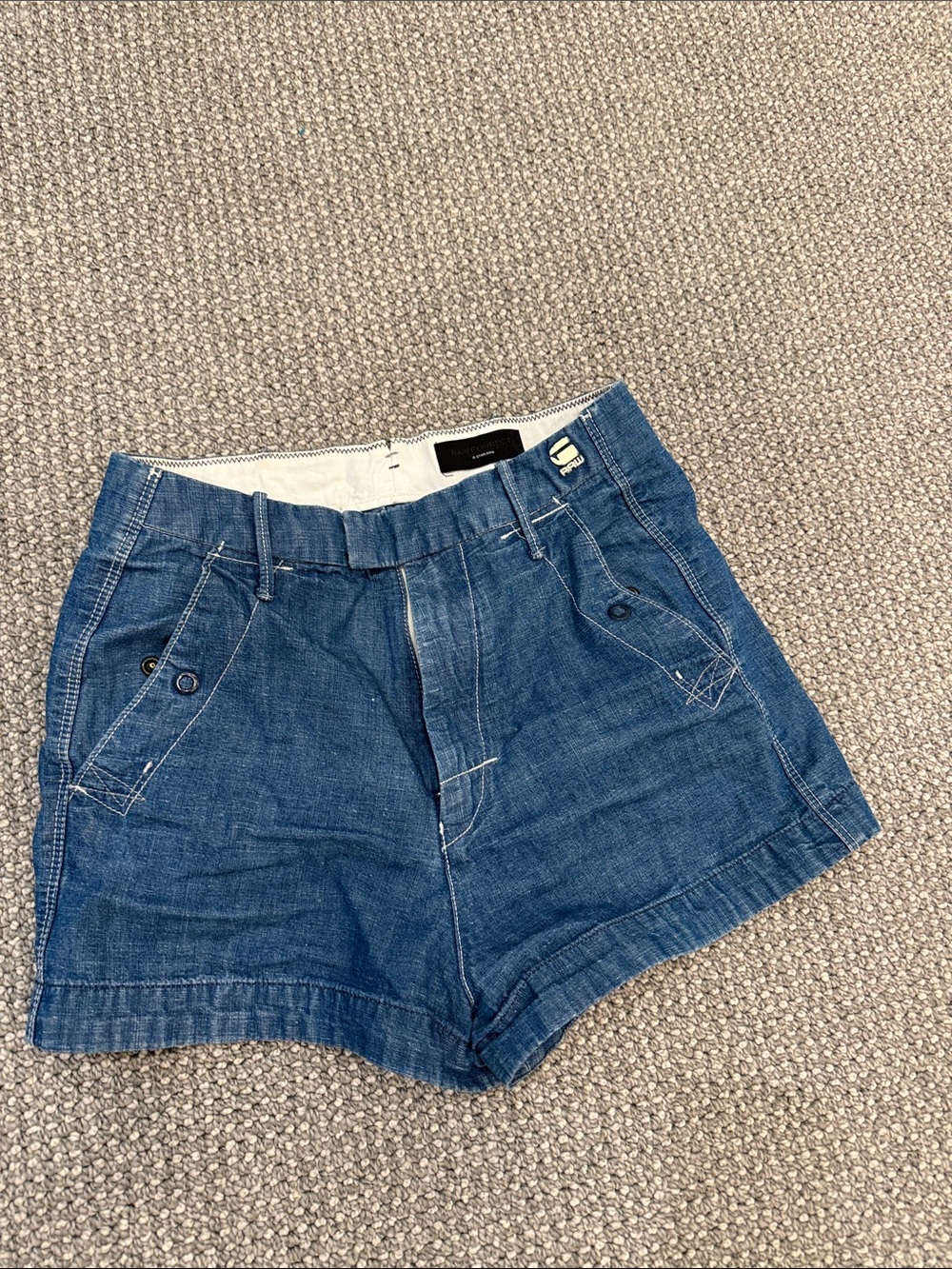 G-Star Relaxed High-Waist Denim Shorts in Medium Blue
